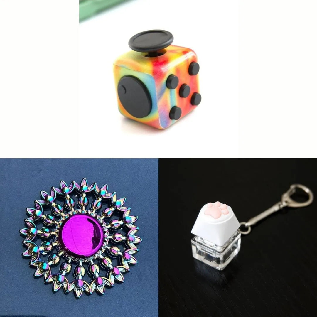 Rainbow Fidget Spinner + 2 Fidgets Bundle (choose your colors) Flower Mandala Watercolor