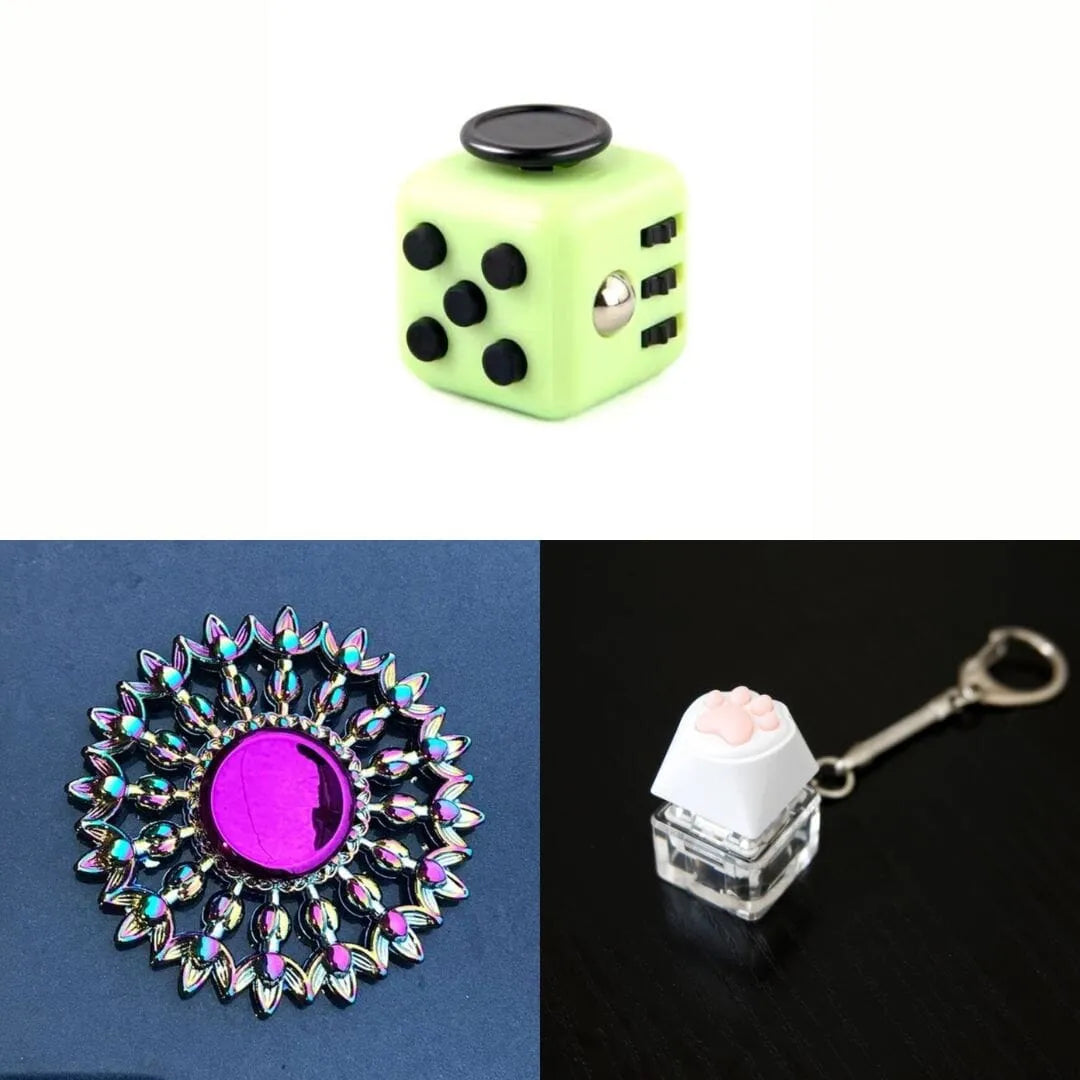 Rainbow Fidget Spinner + 2 Fidgets Bundle (choose your colors) Flower Mandala Green