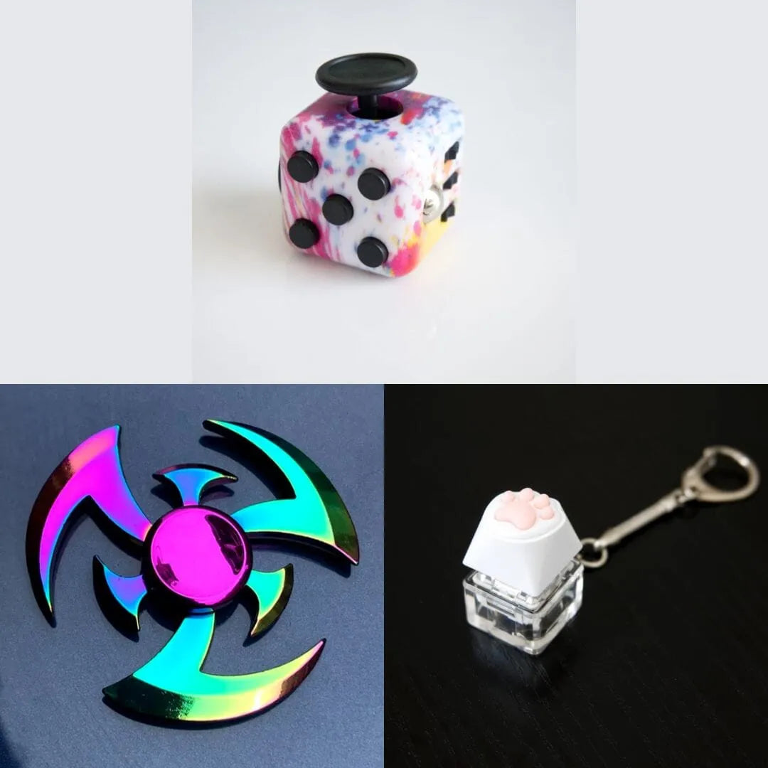 Rainbow Fidget Spinner + 2 Fidgets Bundle (choose your colors) Shuriken Paint Splatter