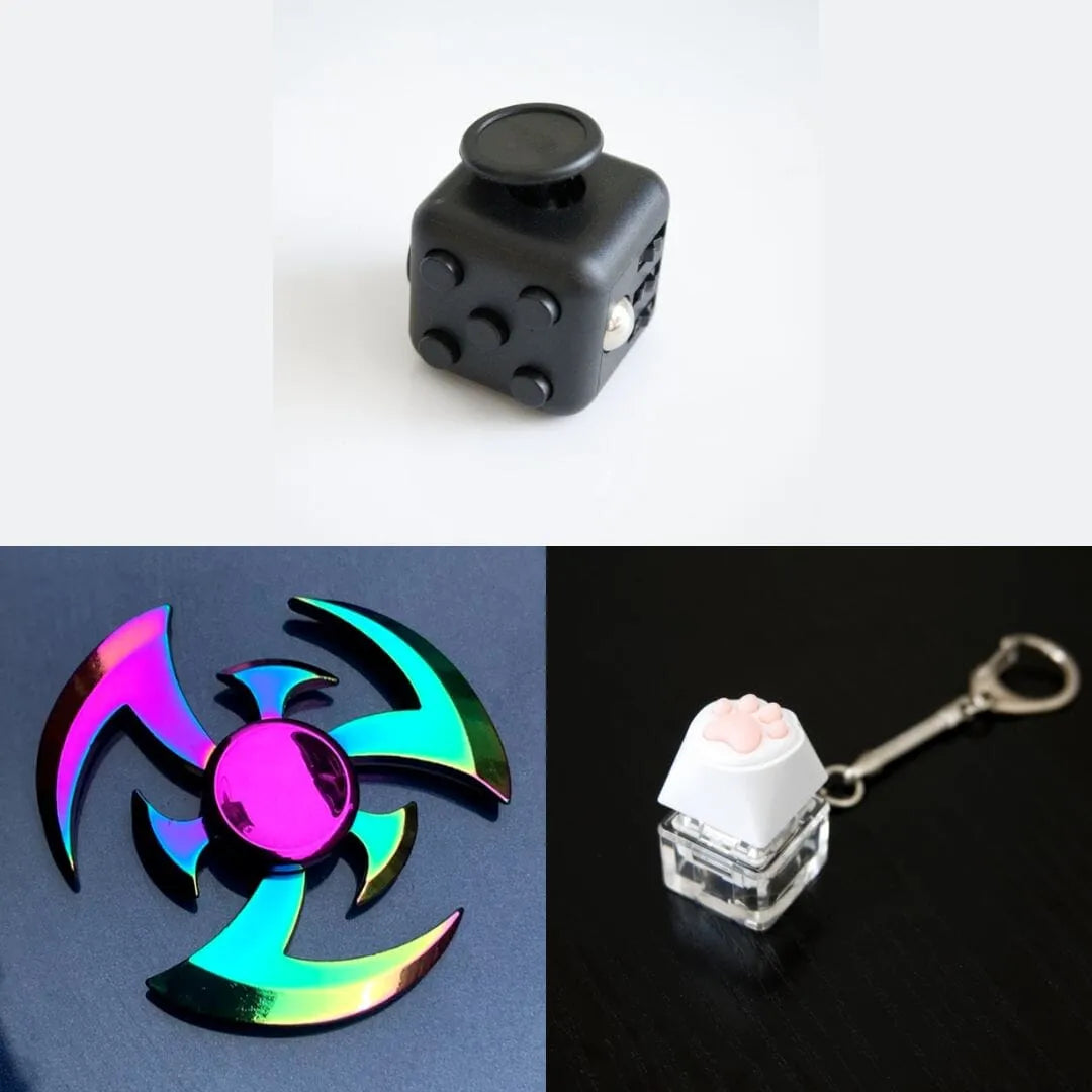 Rainbow Fidget Spinner + 2 Fidgets Bundle (choose your colors) Shuriken All Black