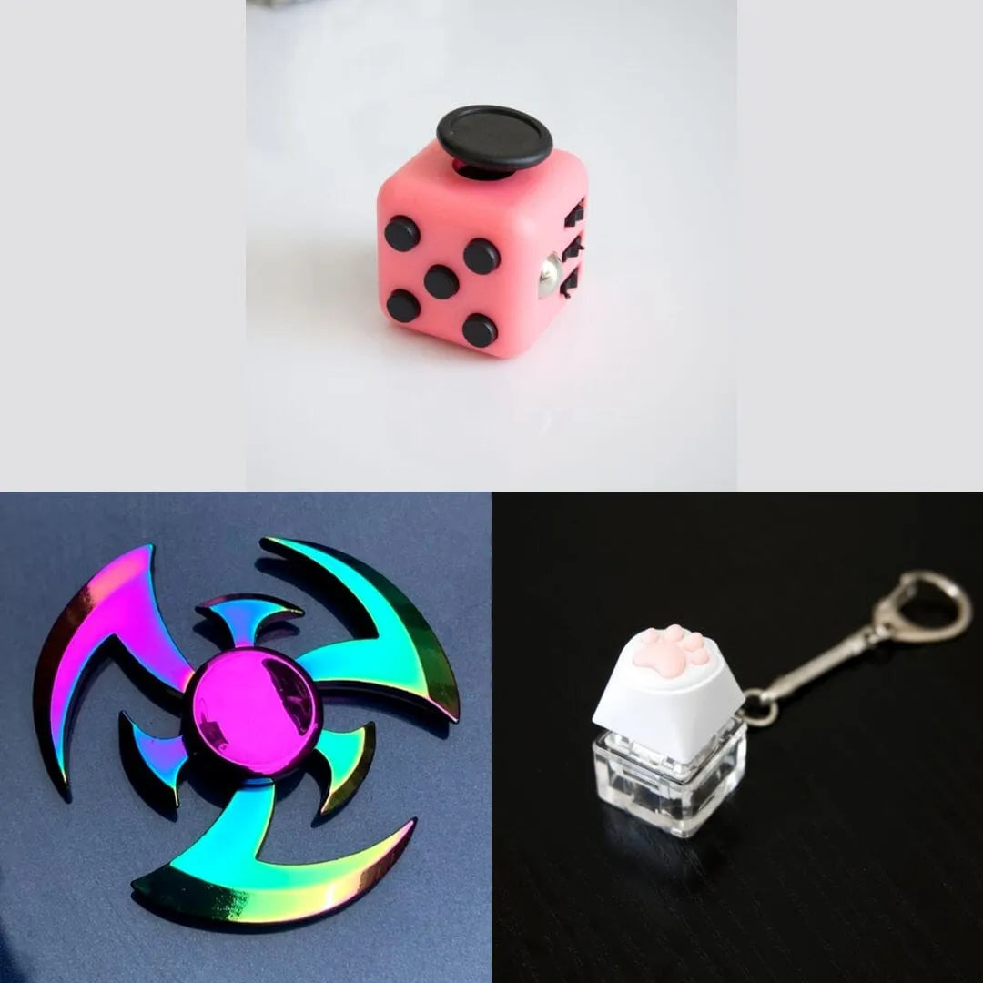 Rainbow Fidget Spinner + 2 Fidgets Bundle (choose your colors) Shuriken Blush Pink