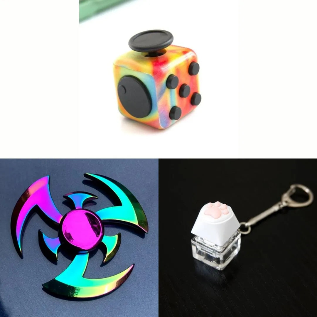 Rainbow Fidget Spinner + 2 Fidgets Bundle (choose your colors) Shuriken Watercolor
