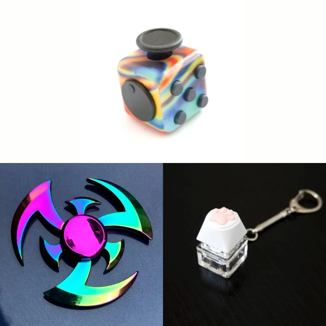 Rainbow Fidget Spinner + 2 Fidgets Bundle (choose your colors) Shuriken Paint Pour