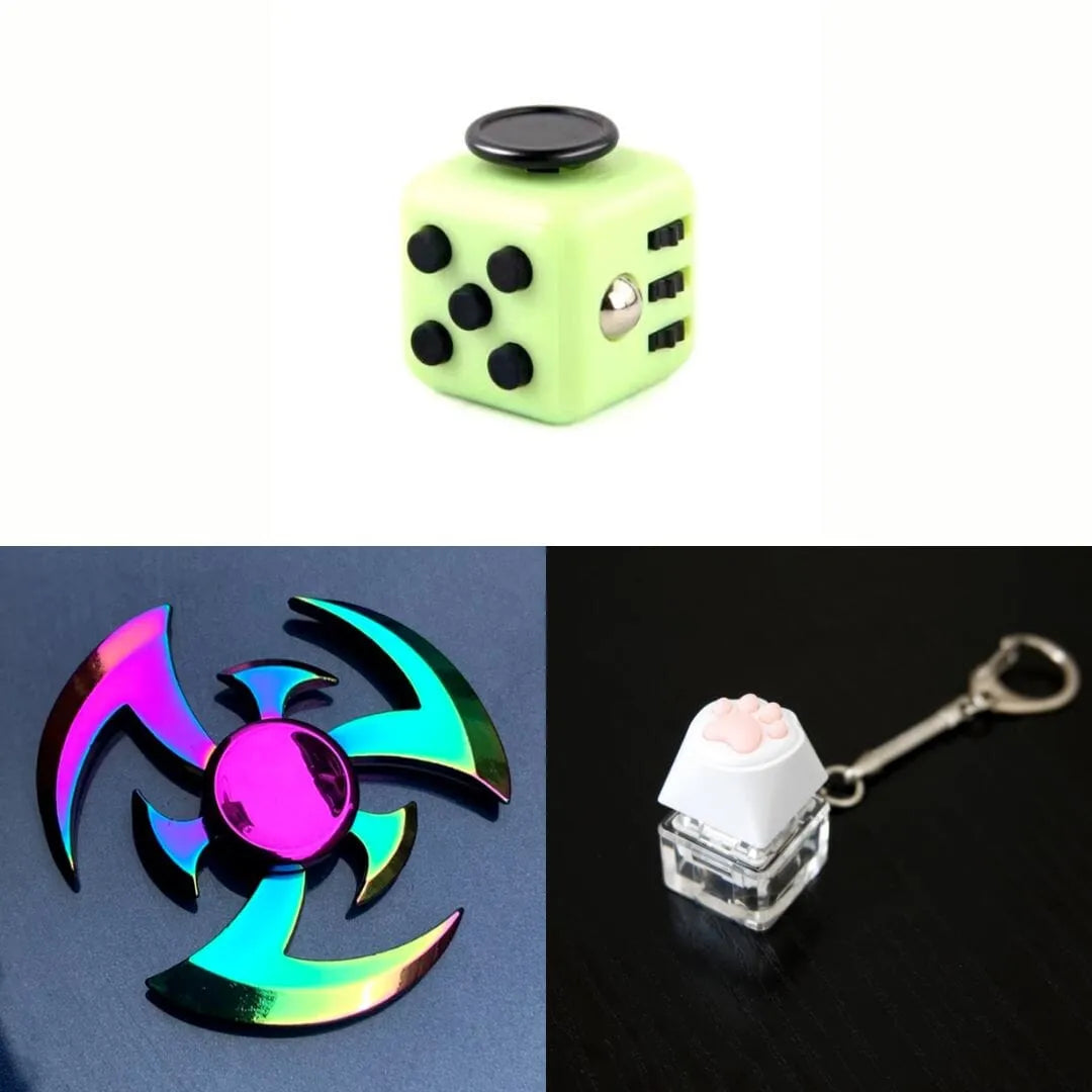 Rainbow Fidget Spinner + 2 Fidgets Bundle (choose your colors) Shuriken Green