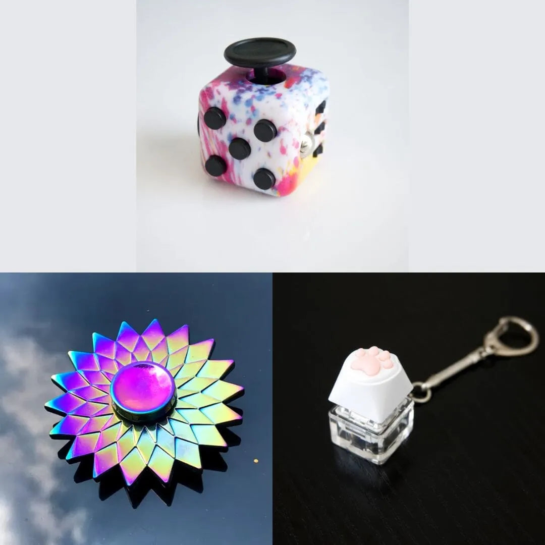 Rainbow Fidget Spinner + 2 Fidgets Bundle (choose your colors) Sun Paint Splatter