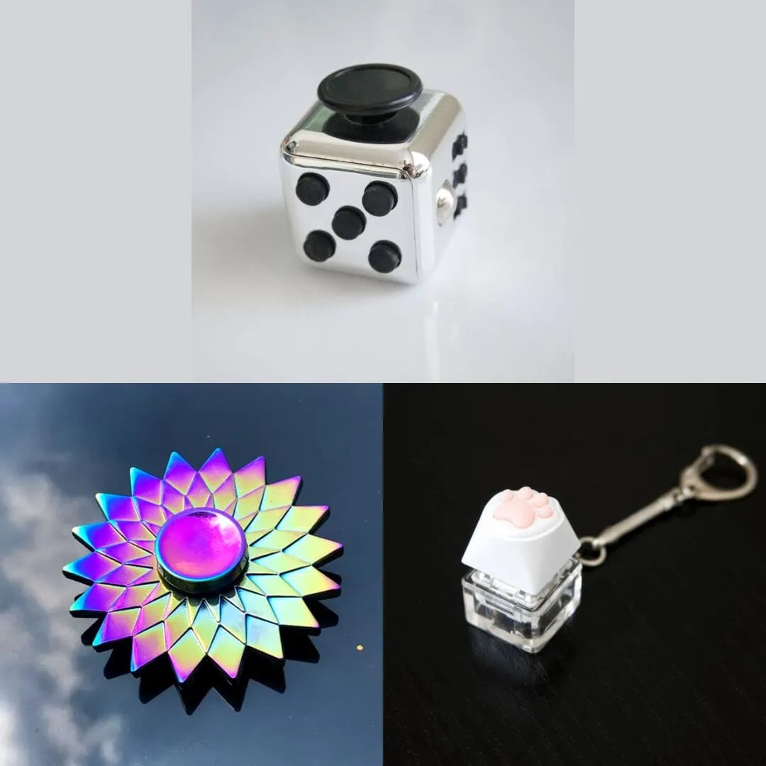 Rainbow Fidget Spinner + 2 Fidgets Bundle (choose your colors) Sun Metallic Silver