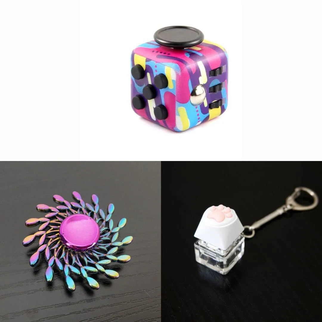 Rainbow Fidget Spinner + 2 Fidgets Bundle (choose your colors) Wind 80’s Retro