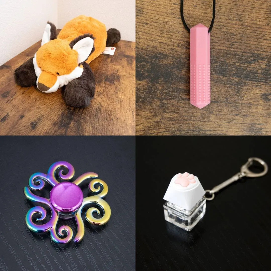 Fox Plush With Chewelry + Fidgets Bundle Pink Swirl