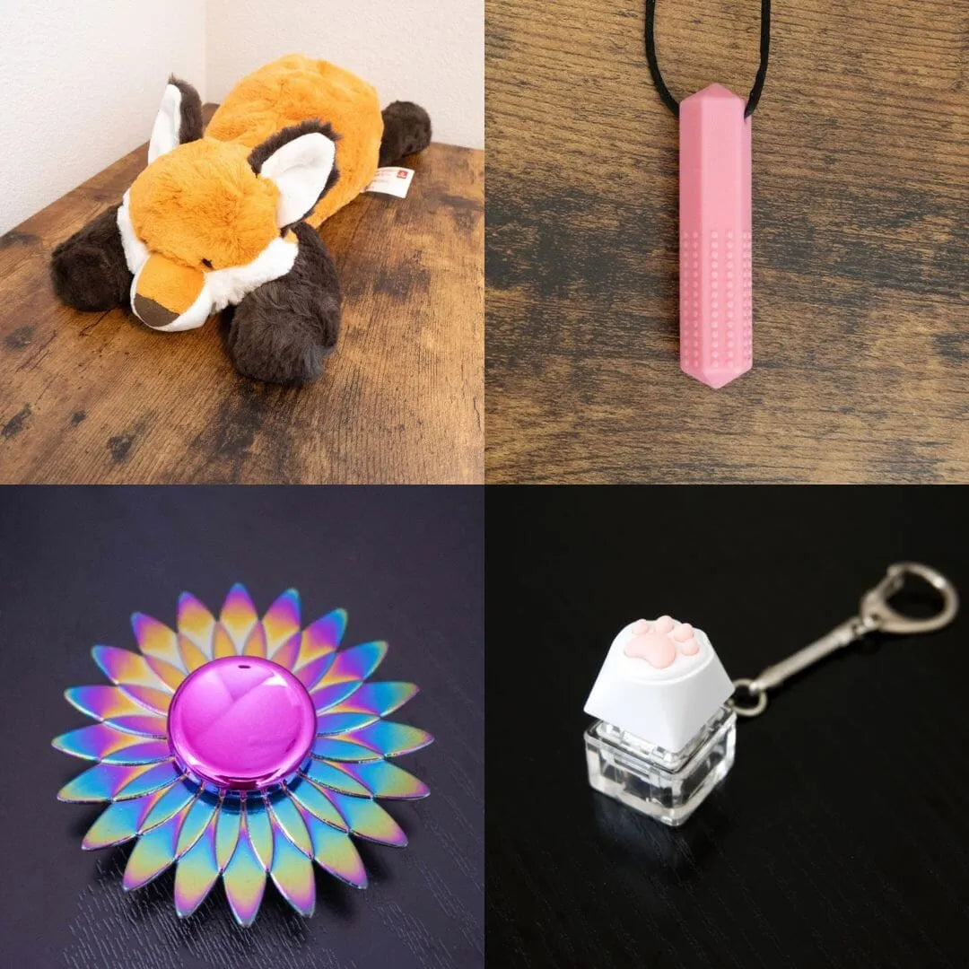 Fox Plush With Chewelry + Fidgets Bundle Pink Sun