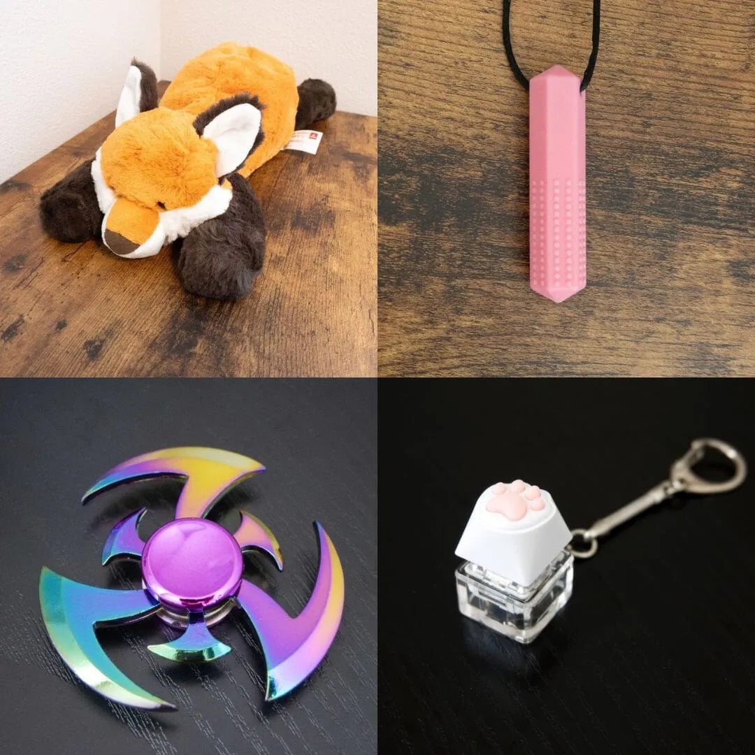 Fox Plush With Chewelry + Fidgets Bundle Pink Shuriken