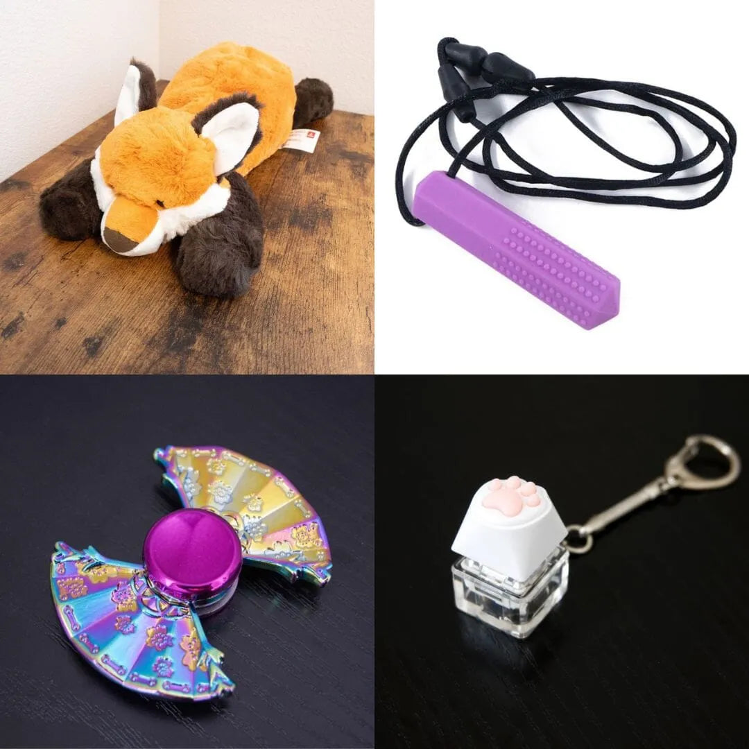 Fox Plush With Chewelry + Fidgets Bundle Purple Uchiwa Fan