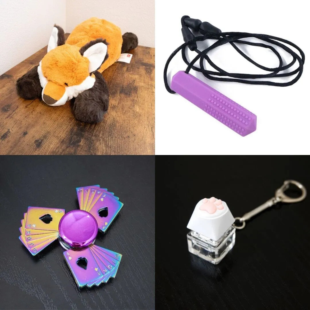 Fox Plush With Chewelry + Fidgets Bundle Purple Playing Cards