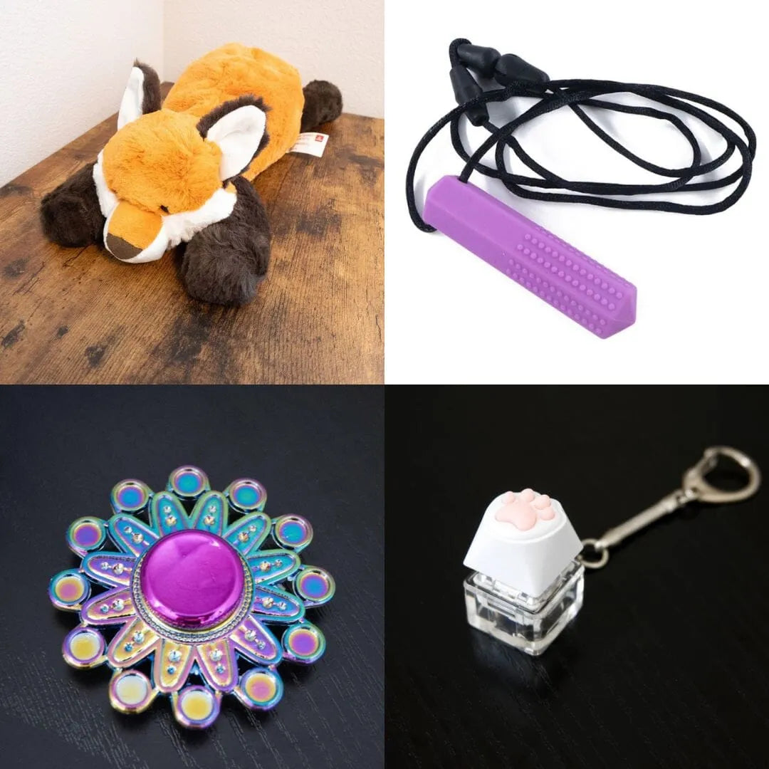 Fox Plush With Chewelry + Fidgets Bundle Purple Mandala