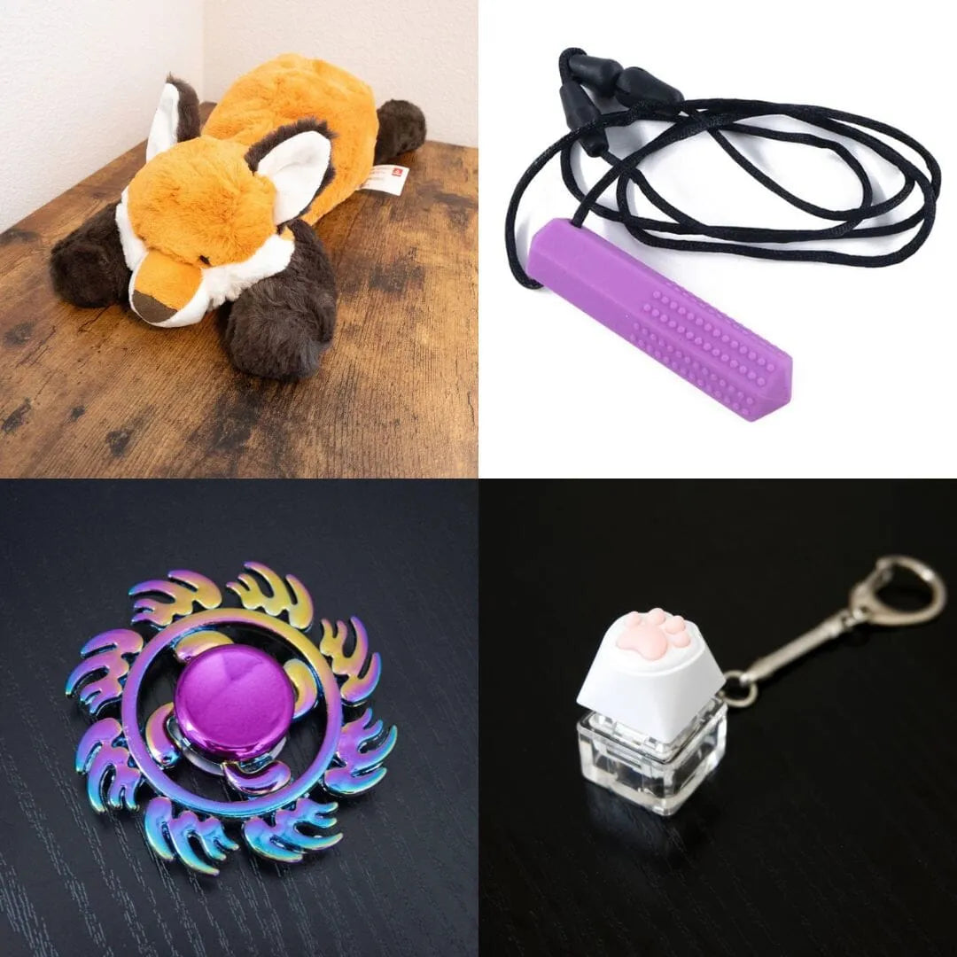 Fox Plush With Chewelry + Fidgets Bundle Purple Fire