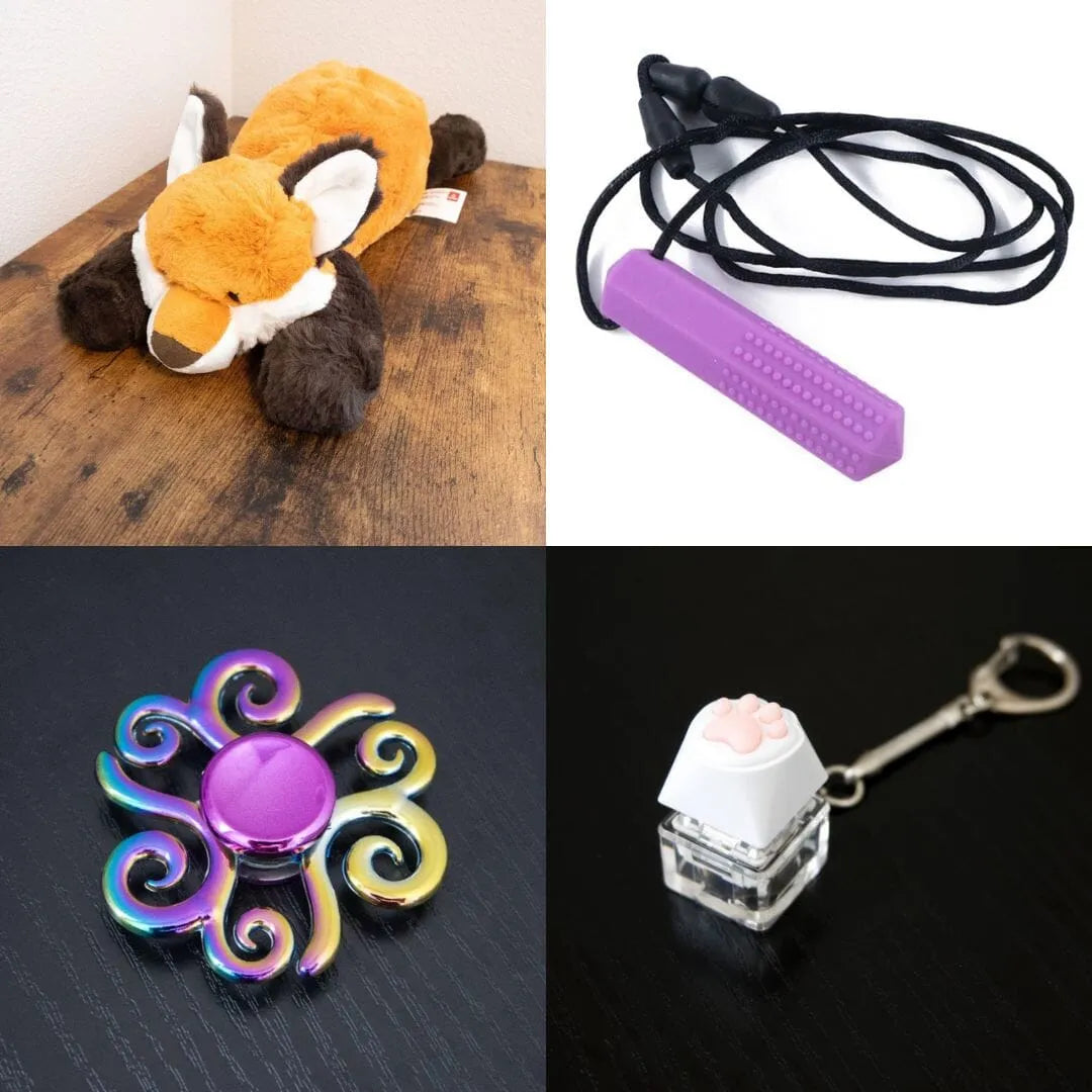 Fox Plush With Chewelry + Fidgets Bundle Purple Swirl