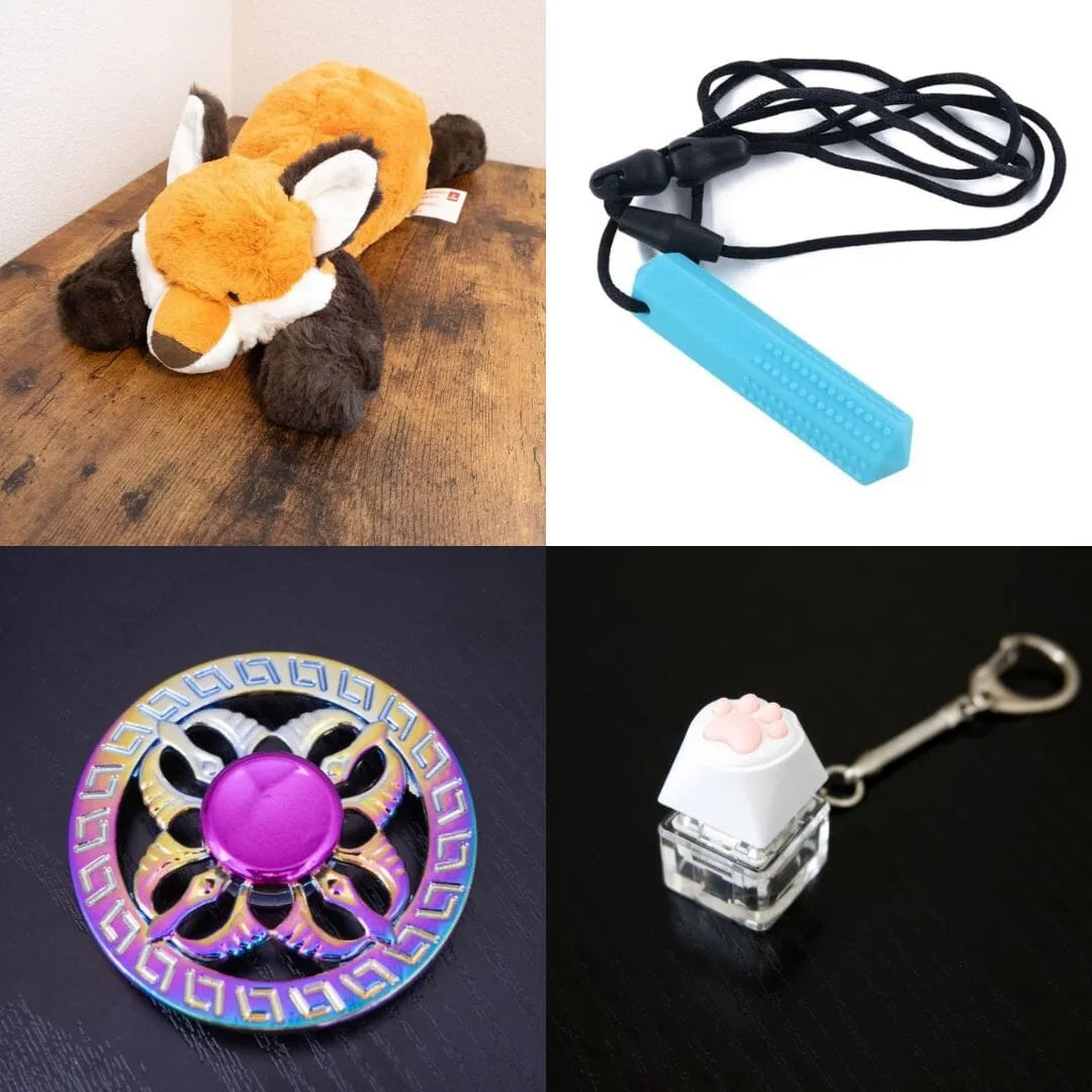 Fox Plush With Chewelry + Fidgets Bundle Blue Mystic