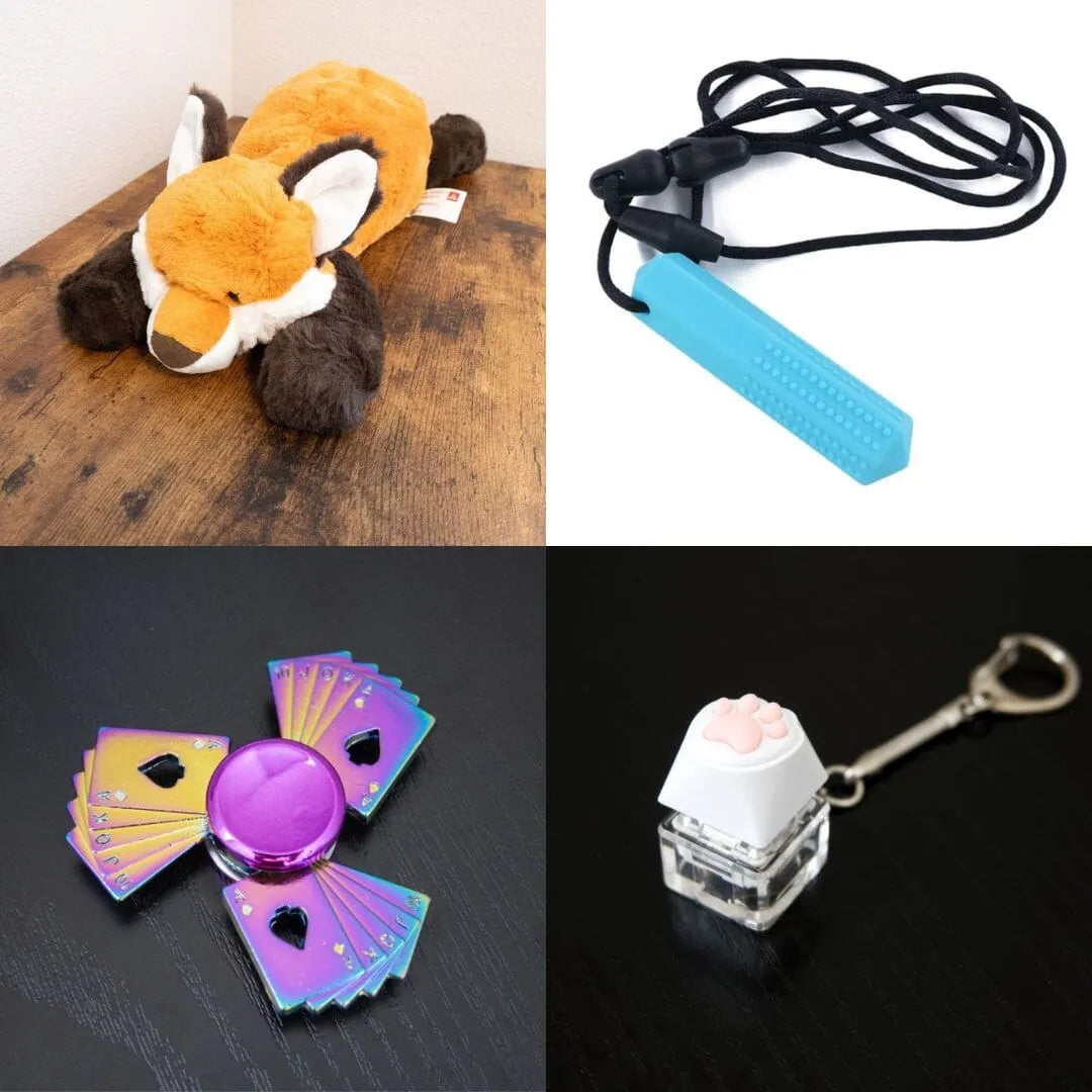 Fox Plush With Chewelry + Fidgets Bundle Blue Playing Cards