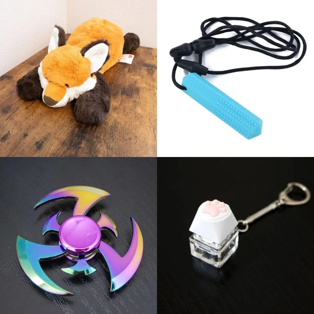 Fox Plush With Chewelry + Fidgets Bundle Blue Shuriken