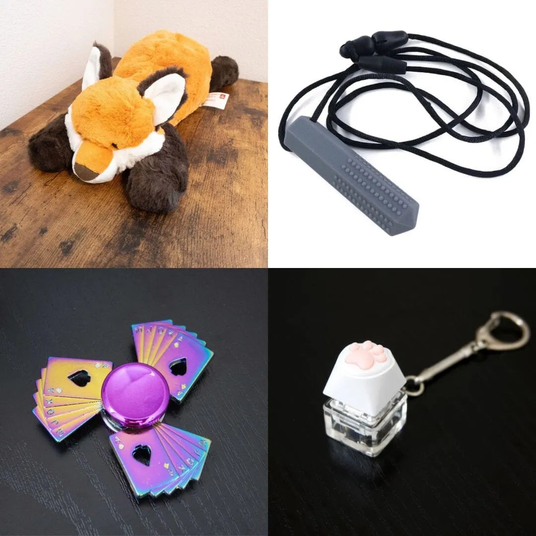 Fox Plush With Chewelry + Fidgets Bundle Grey Playing Cards