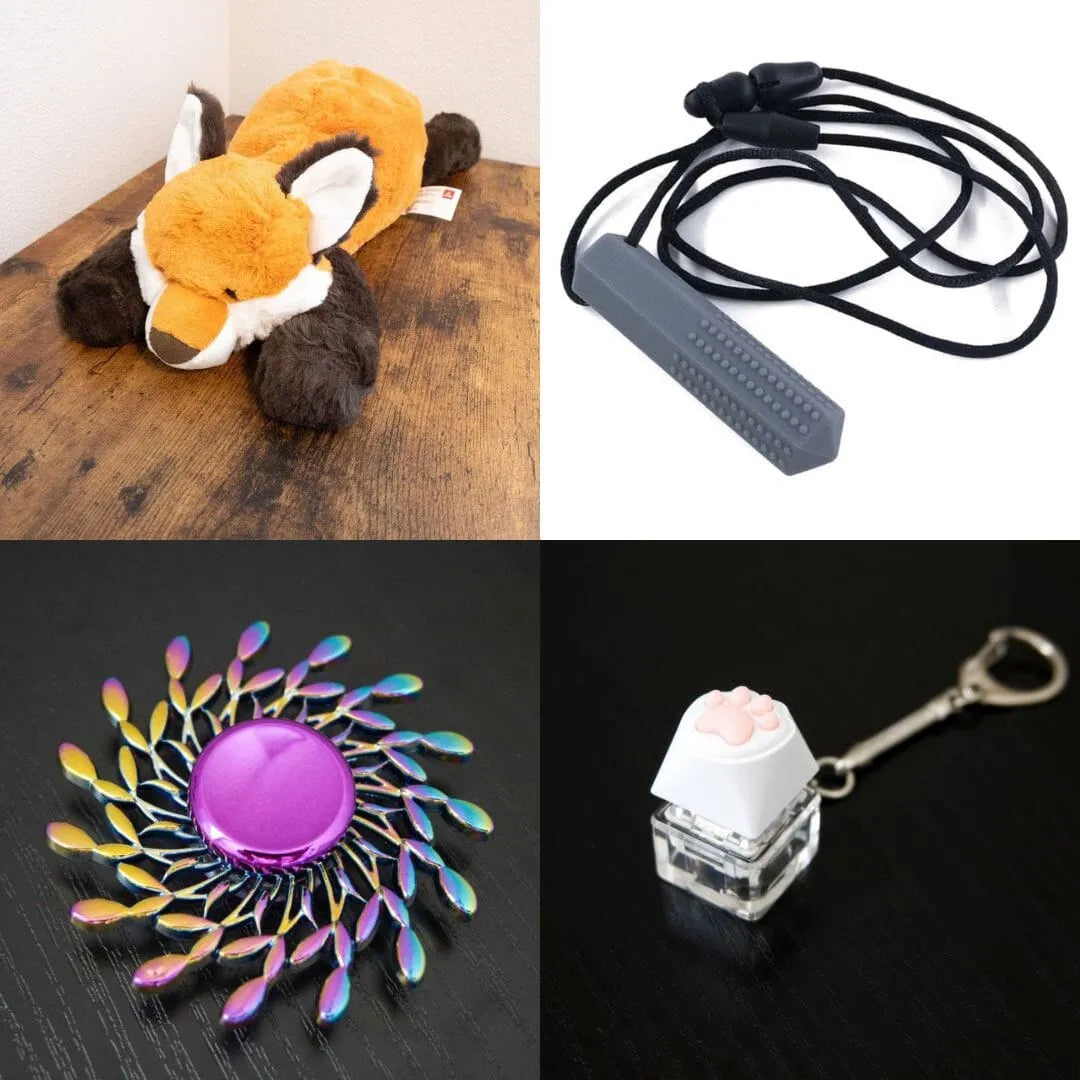 Fox Plush With Chewelry + Fidgets Bundle Grey Wind