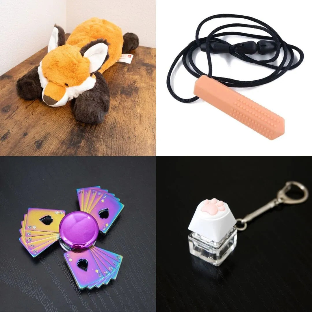 Fox Plush With Chewelry + Fidgets Bundle Peach Playing Cards