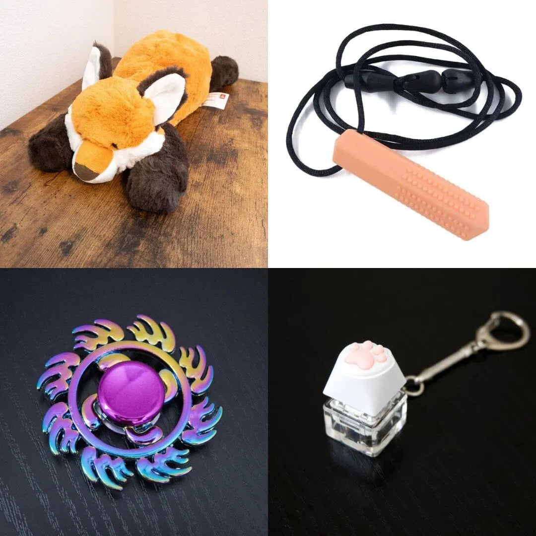 Fox Plush With Chewelry + Fidgets Bundle Peach Fire