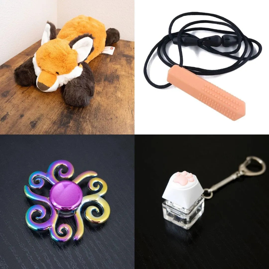 Fox Plush With Chewelry + Fidgets Bundle Peach Swirl