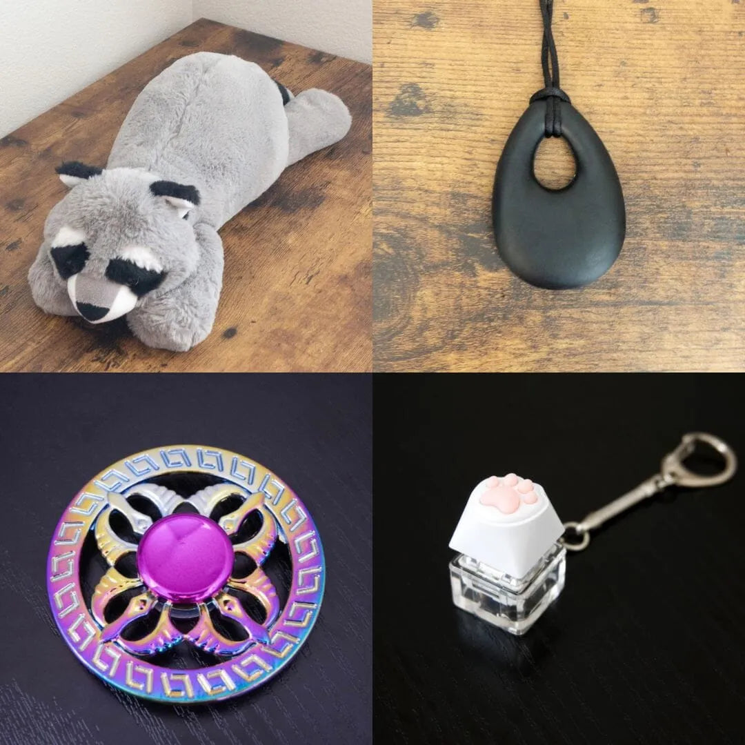 Raccoon Plush With Chewelry + Fidgets Bundle Black Mystic