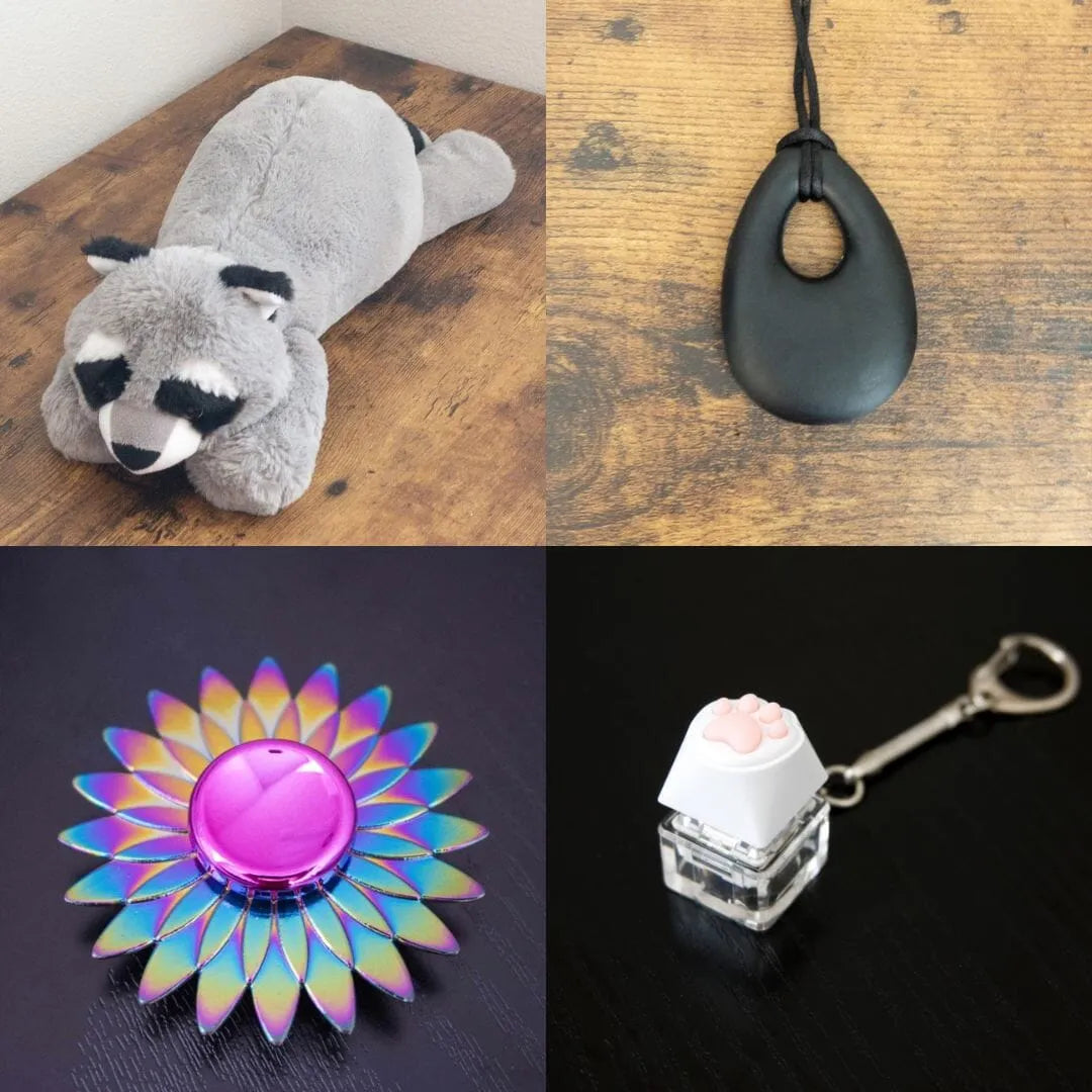 Raccoon Plush With Chewelry + Fidgets Bundle Black Sun