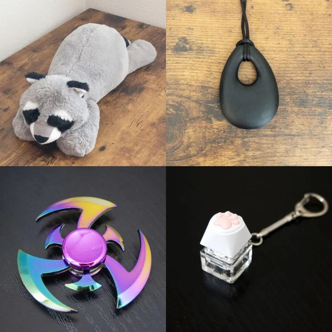 Raccoon Plush With Chewelry + Fidgets Bundle Black Shuriken