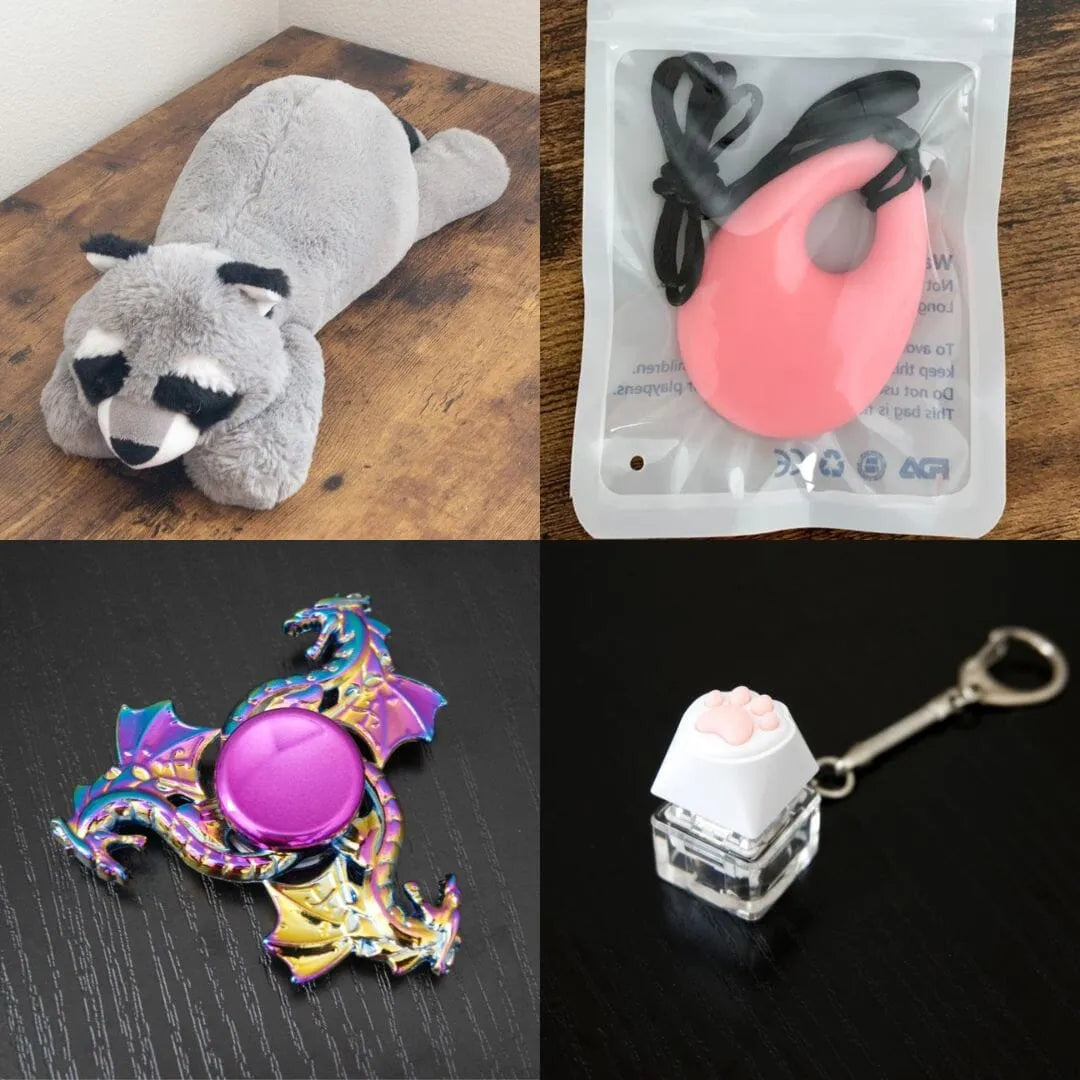 Raccoon Plush With Chewelry + Fidgets Bundle Pink Dragon (Limited Edition)