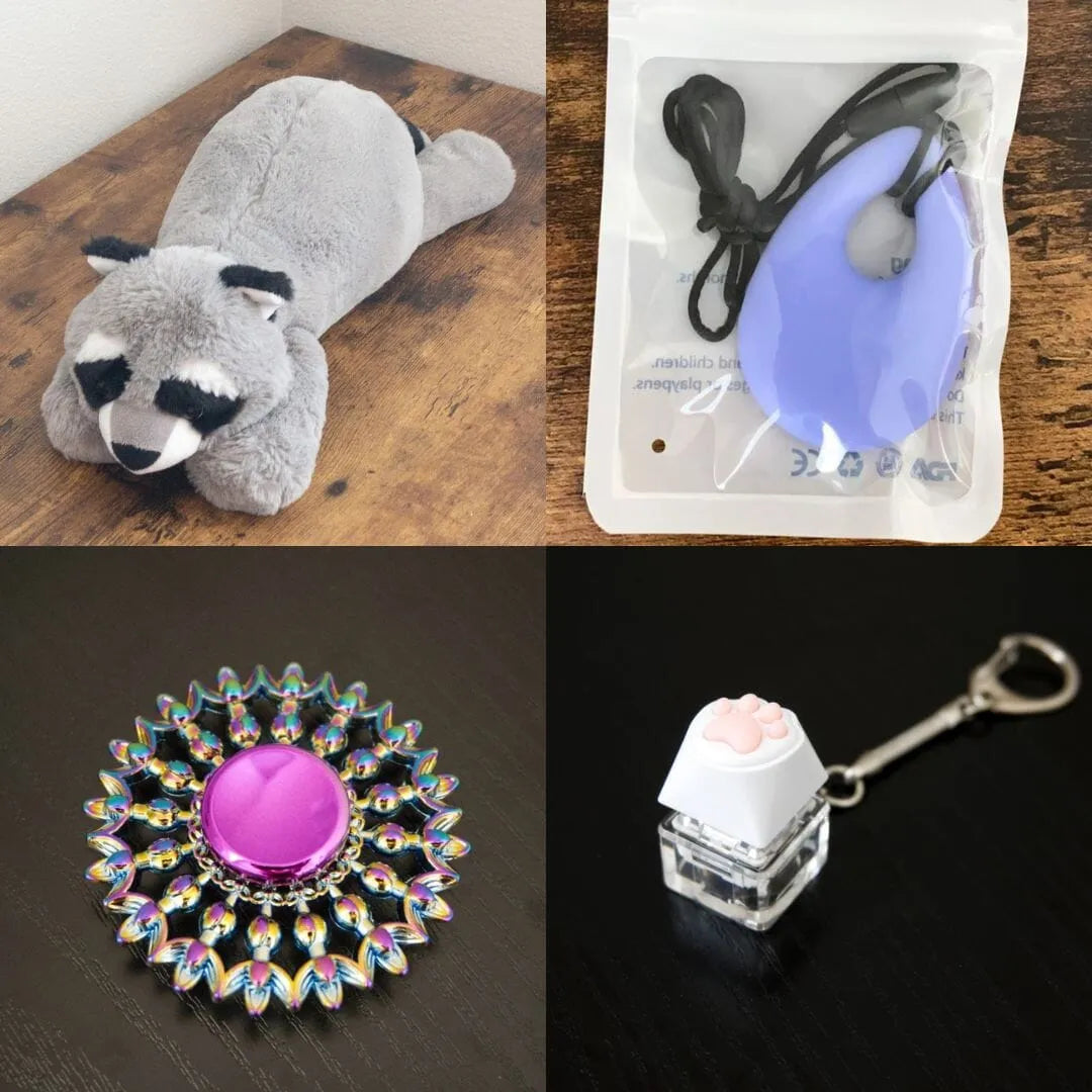 Raccoon Plush With Chewelry + Fidgets Bundle