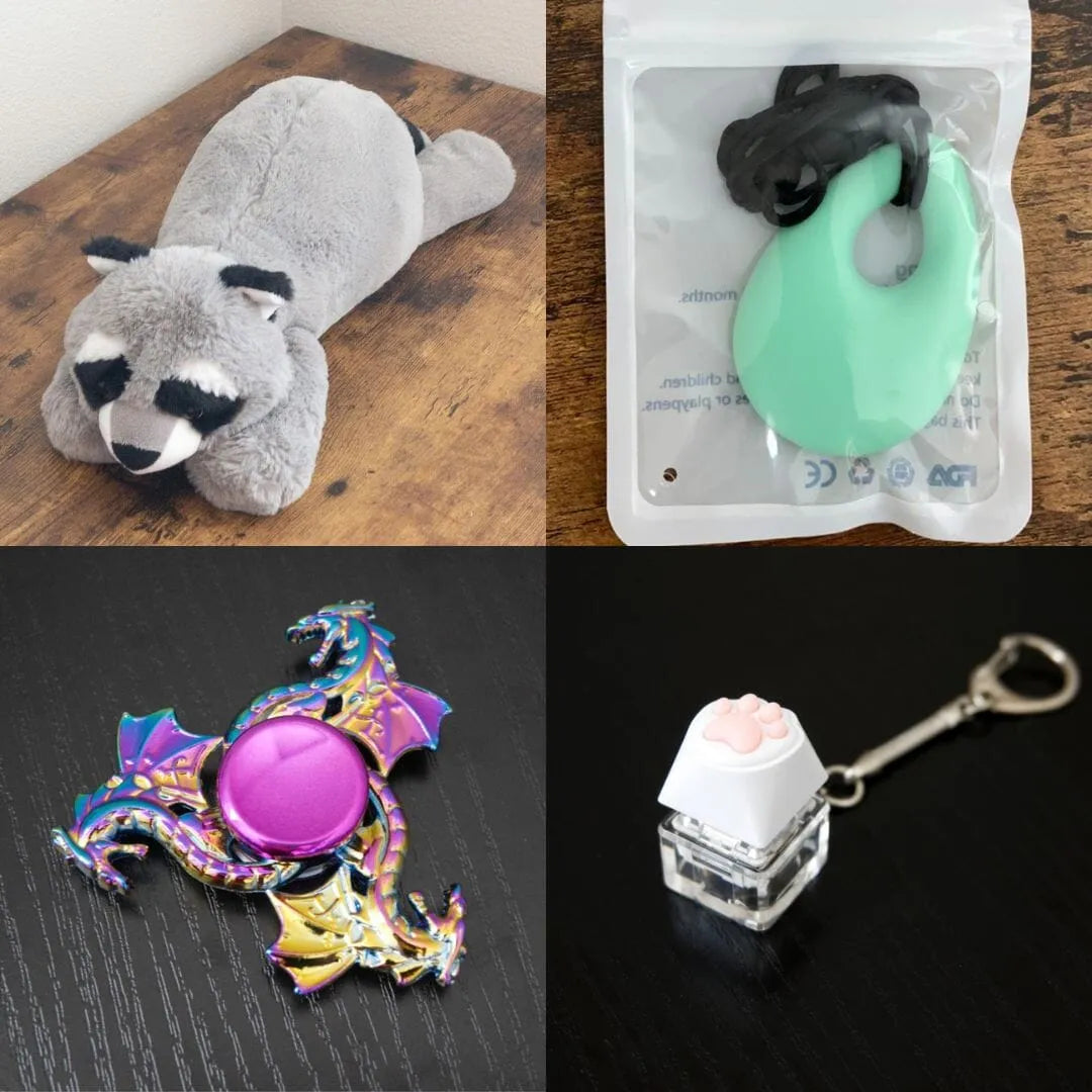 Raccoon Plush With Chewelry + Fidgets Bundle Mint Green Dragon (Limited Edition)