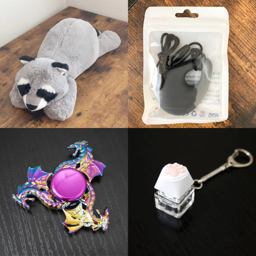 Raccoon Plush With Chewelry + Fidgets Bundle Dark Grey Dragon (Limited Edition)