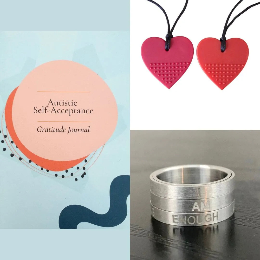 Affirmation Spinner Ring + Self-Acceptance Journal & Chewelry 5 2 Pack