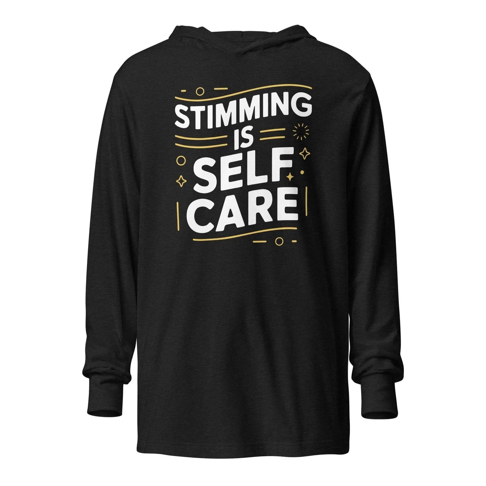 Stimming is Self Care Hooded long-sleeve tee Charcoal-Black Triblend XS