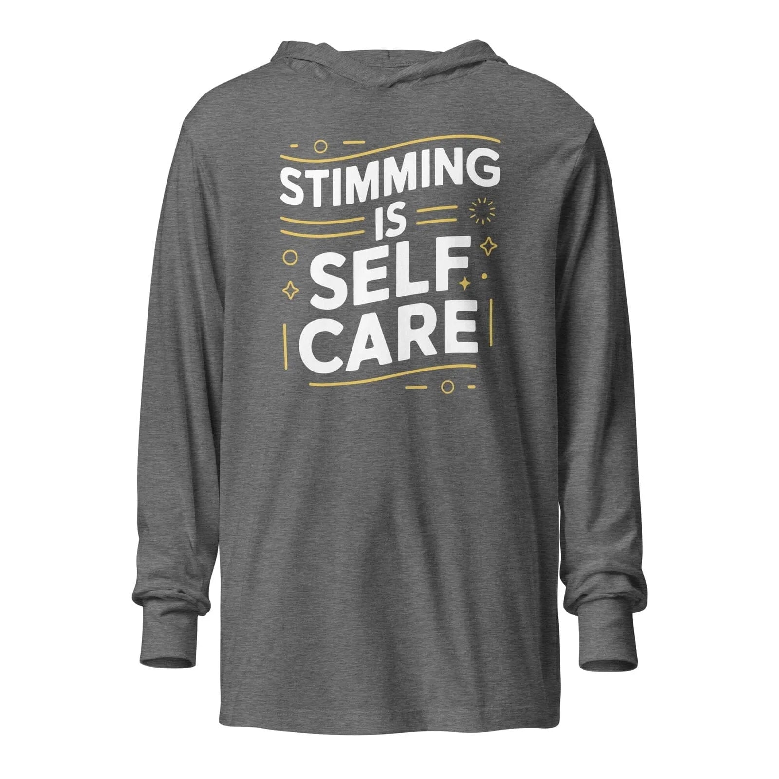 Stimming is Self Care Hooded long-sleeve tee Grey Triblend XS