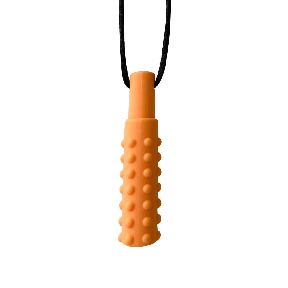 Textured Pendant Chew Necklace Orange