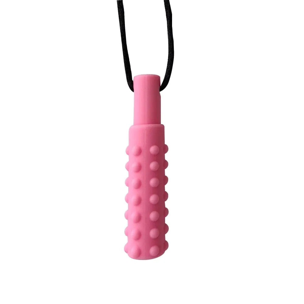 Textured Pendant Chew Necklace Pink