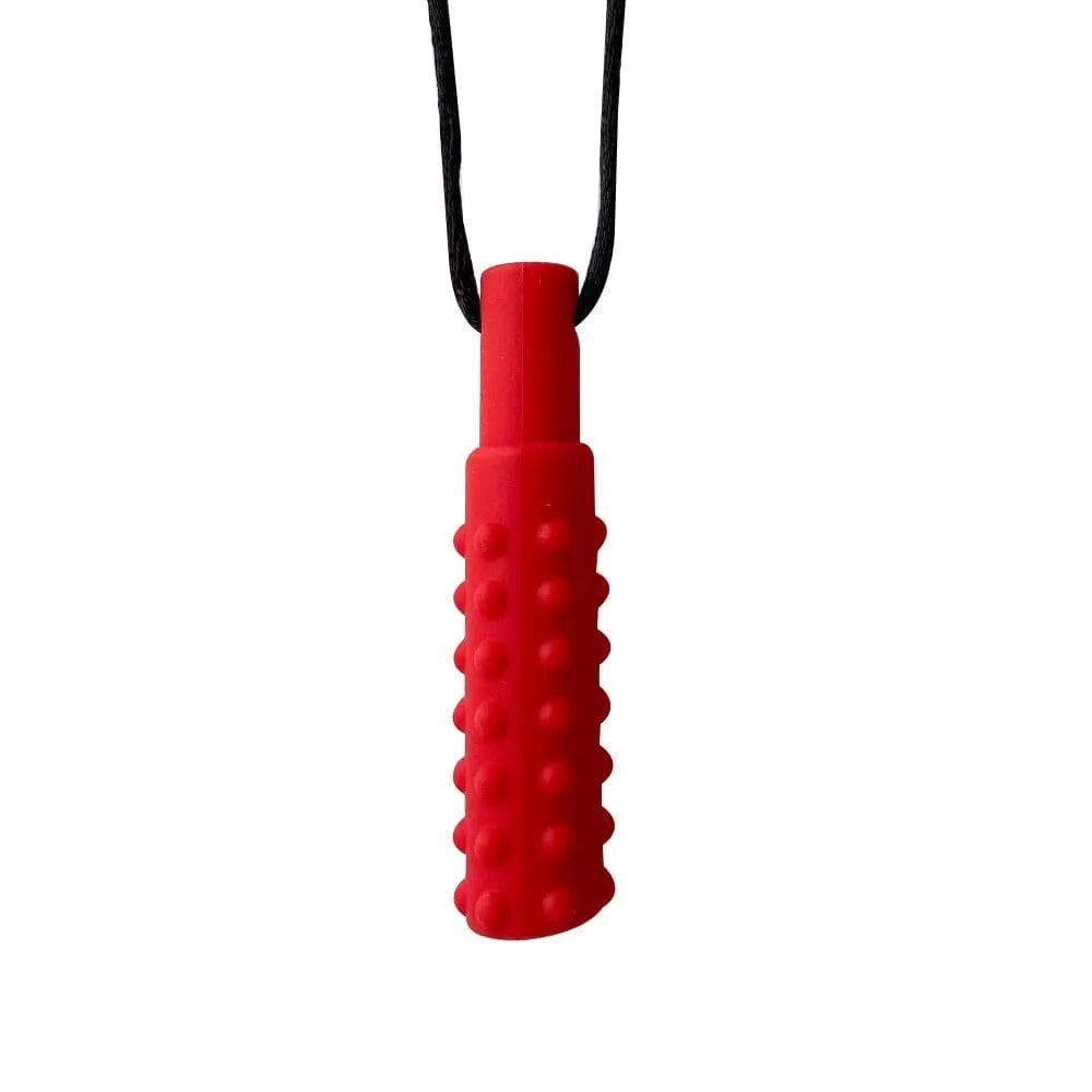Textured Pendant Chew Necklace Red
