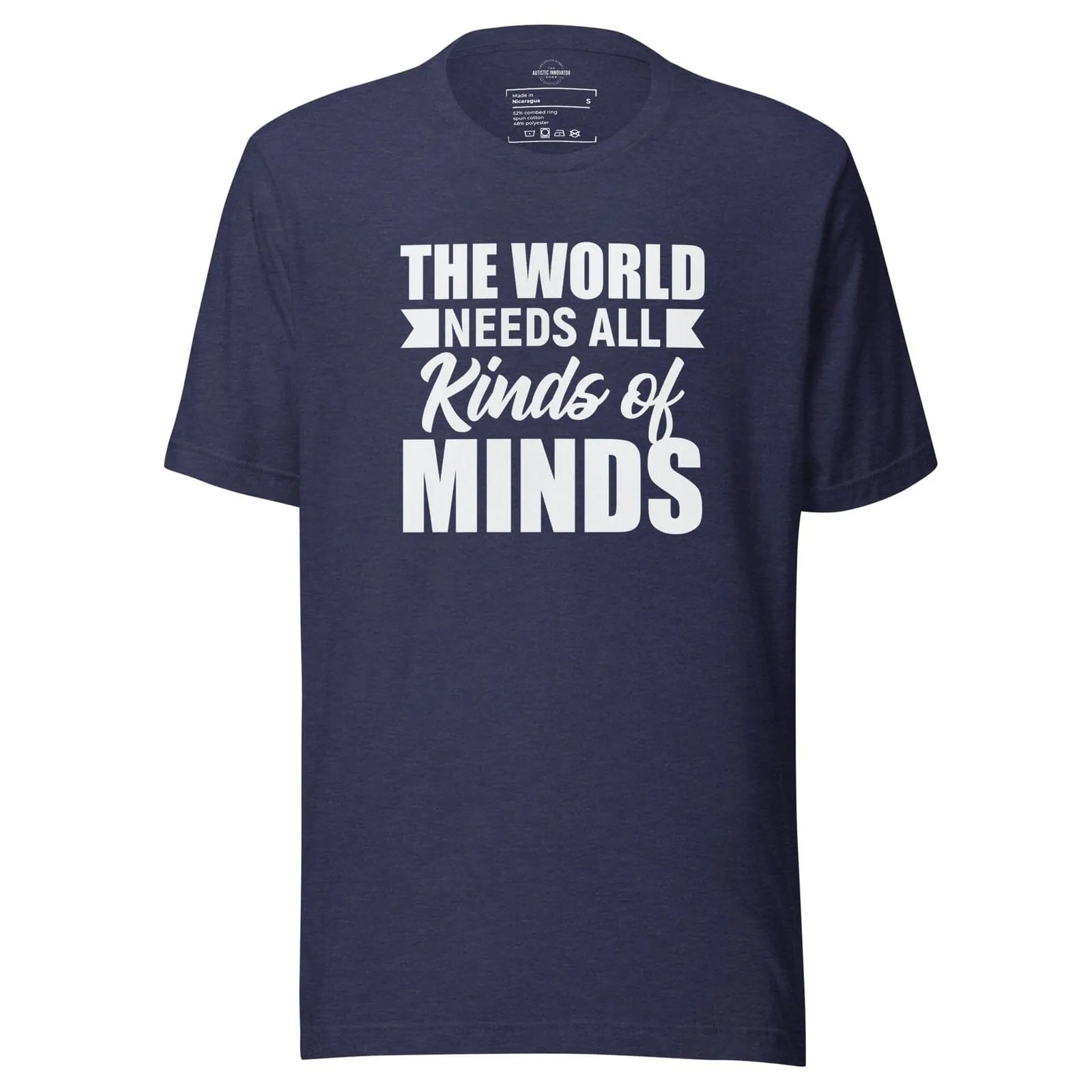 The World Needs All Kinds of Minds Unisex t-shirt Heather Midnight Navy S