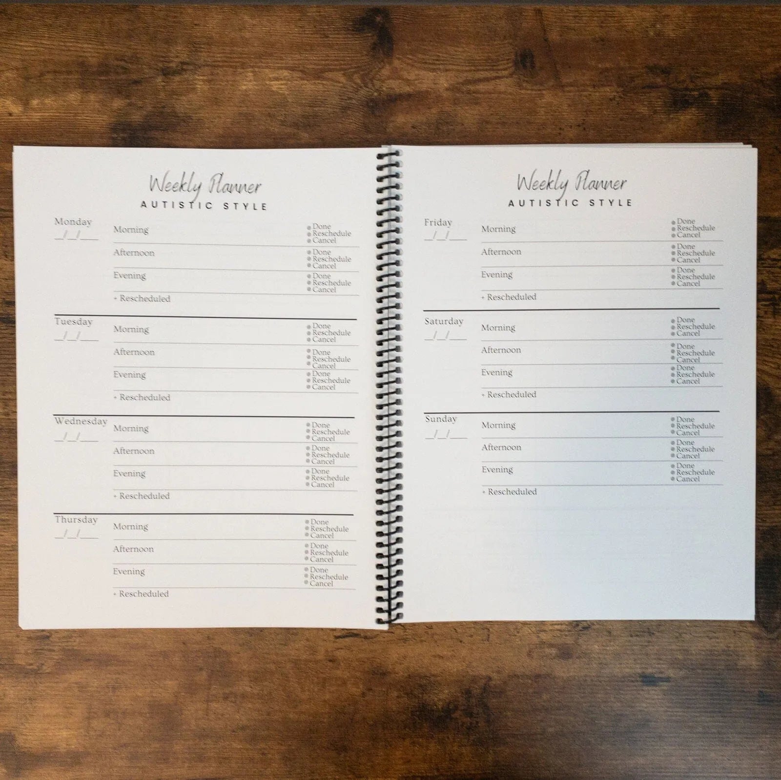 Weekly Schedule Planner (Notebook)