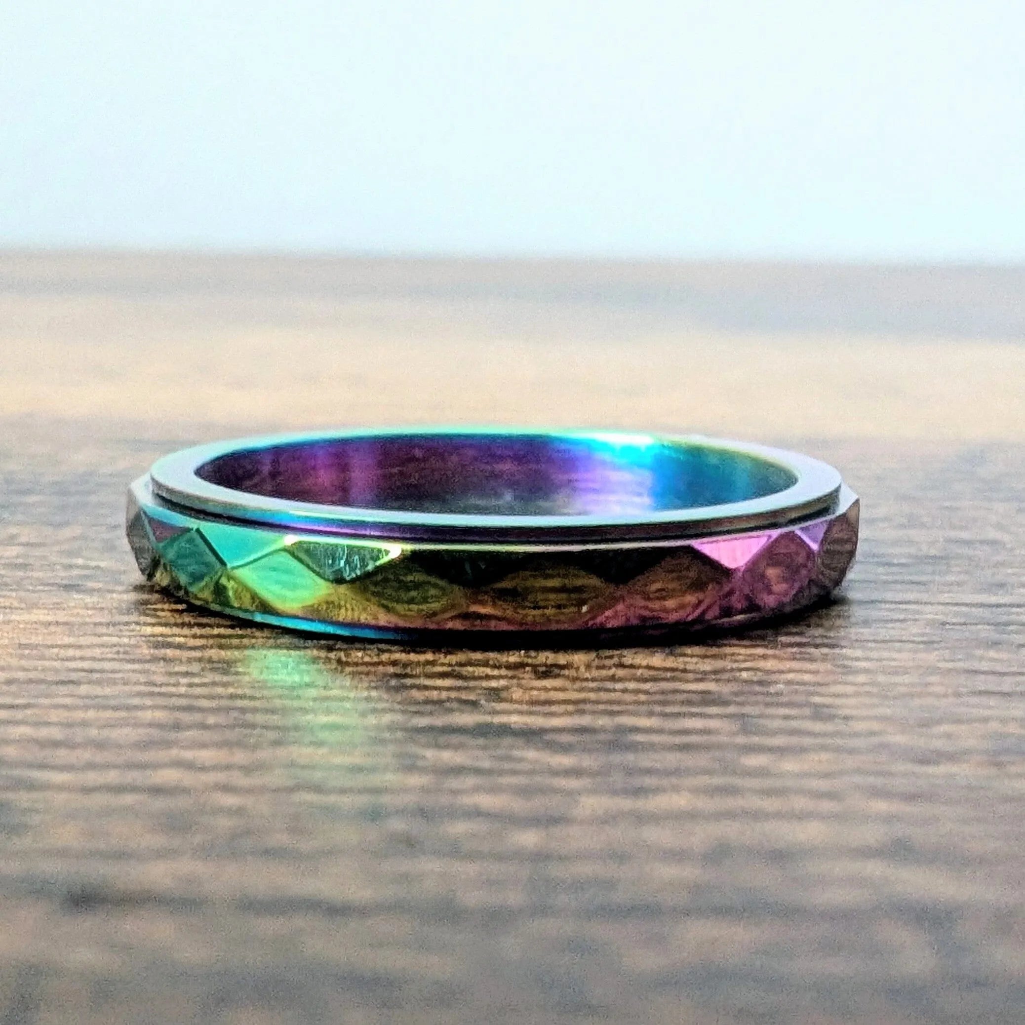 Minimalist Spinner Fidget Ring Rainbow 5
