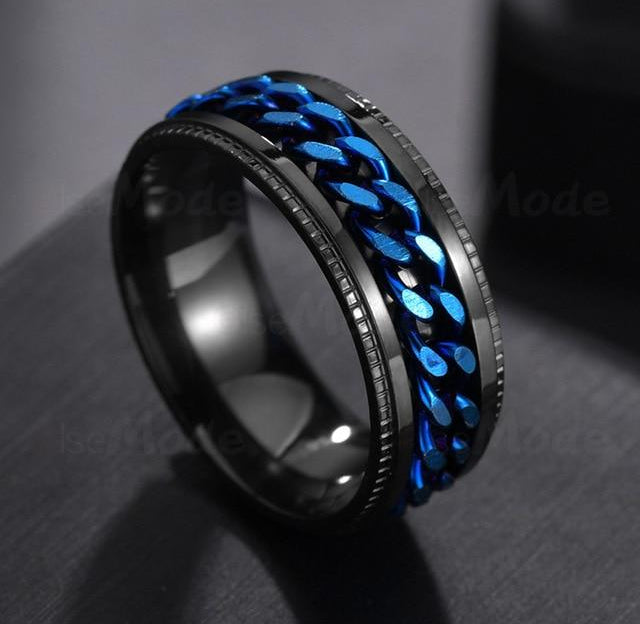 Chain Spinner Stim Ring The Autistic Innovator 6 Black & Blue 