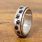 Paw Print Spinner Fidget Ring The Autistic Innovator Silver 5 