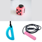 2 Chew Necklaces + 1 Push Button Fidget (choose your colors) Pink Blue Blush Pink