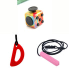 2 Chew Necklaces + 1 Push Button Fidget (choose your colors) Pink Red Watercolor