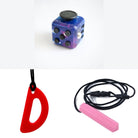 2 Chew Necklaces + 1 Push Button Fidget (choose your colors) Pink Red Galaxy