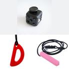 2 Chew Necklaces + 1 Push Button Fidget (choose your colors) Pink Red All Black