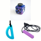 2 Chew Necklaces + 1 Push Button Fidget (choose your colors) Purple Turquoise Galaxy